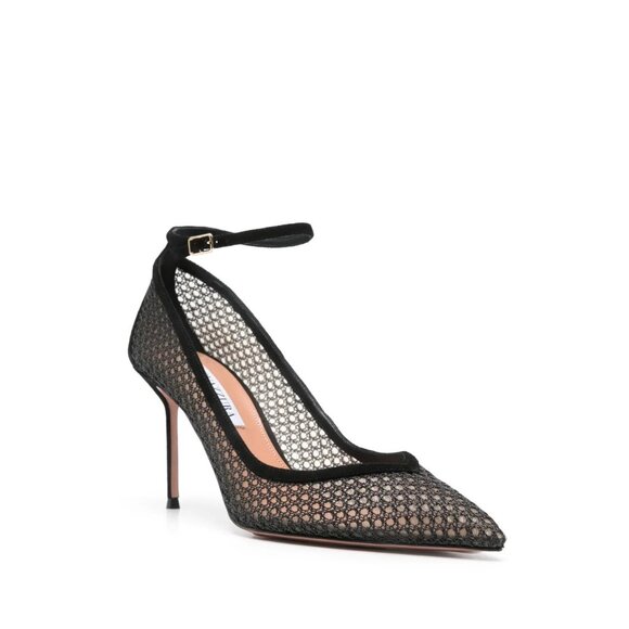 V-11. Aquazzura Asha 85 Mesh Pumps Black - Picture 1 of 1